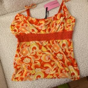 Vibrant Orange Floral Women's Top